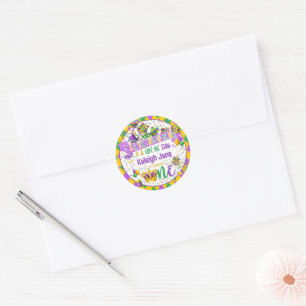 Mardi Gras 1st Birthday (King Cake & Fun) Classic Round Sticker