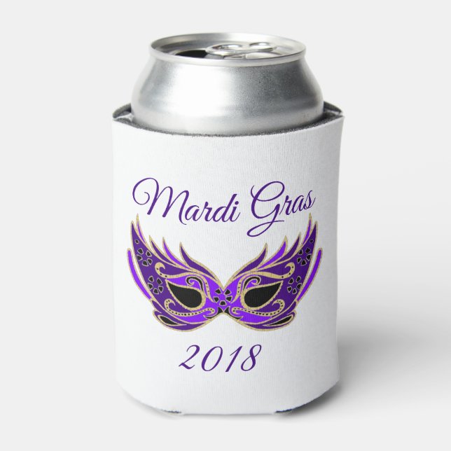 Mardi Gras 2018 Mask Can Cooler (Can Front)
