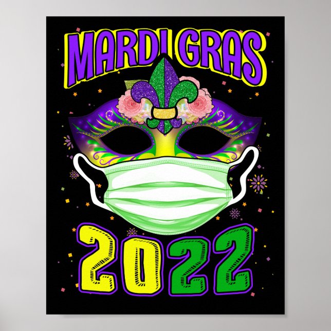 Mardi Gras 2022 With Face Mask Fesstival Poster (Front)
