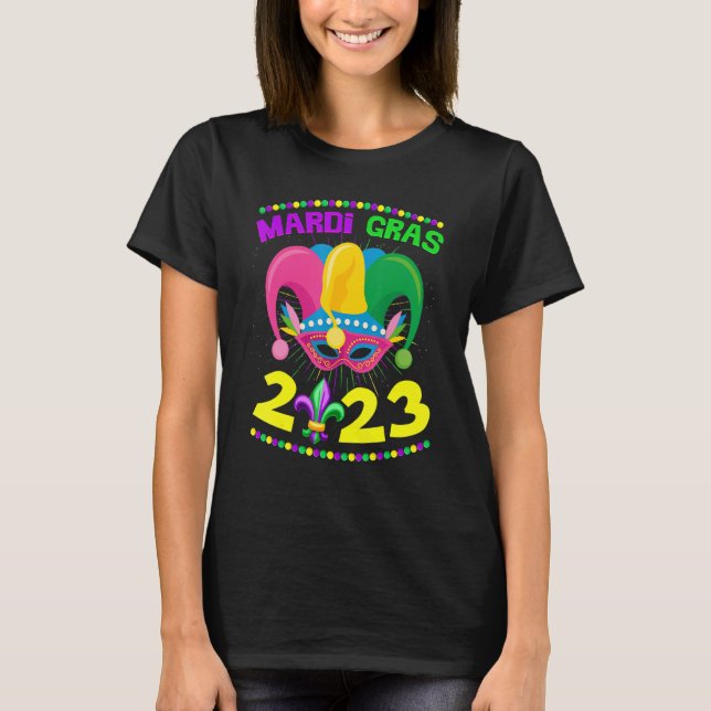 Mardi Gras 2023 Jester Outfit New Orleans Carnaval T-Shirt (Front)