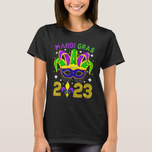 Mardi Gras 2023 Mask Beads Men Womens Girls 1 T-Shirt