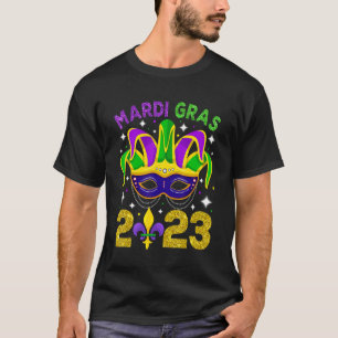 Mardi Gras 2023 Mask Beads Men Womens Girls T-Shirt