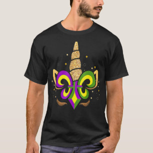 Mardi Gras 2023 Unicorn Face Girls Kids Party Mask T-Shirt