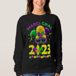 Mardi Gras 2023 Womens Girls Mask Beads New Orlean Sweatshirt