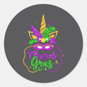 Mardi Gras 2024 Mask Beads New Orlean Party Women  Classic Round Sticker