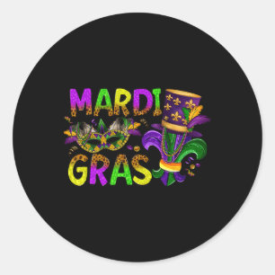 Mardi Gras 2025 Jester Outfit Kids Girls Boys Men Classic Round Sticker