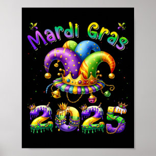 Mardi Gras 2025 Jester Outfit Kids Girls Boys Men Poster