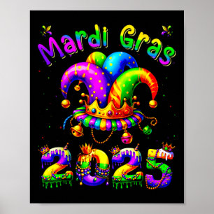 Mardi Gras 2025 Jester Outfit Kids Girls Boys Men Poster