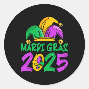 Mardi Gras 2025 Mask Feathers Mardi Gras Family Co Classic Round Sticker
