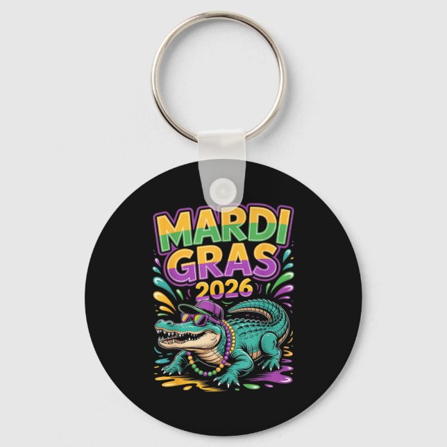 Mardi Gras 2026 Carnival Alligator Key Ring (Front)