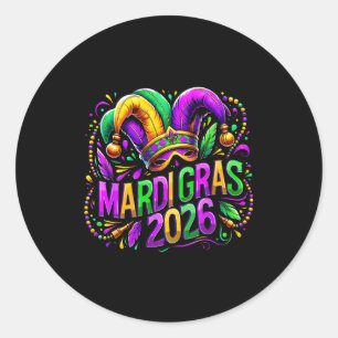 Mardi Gras 2026 Jester Hat Carnival New Orleans Fl Classic Round Sticker