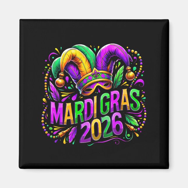 Mardi Gras 2026 Jester Hat Carnival New Orleans Fl Magnet (Front)
