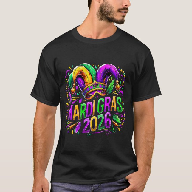 Mardi Gras 2026 Jester Hat Carnival New Orleans Fl T-Shirt (Front)