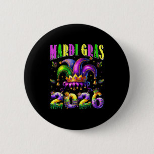 Mardi Gras 2026 Jester Outfit Kids Girls Boys Men  6 Cm Round Badge