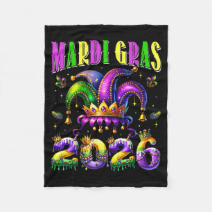 Mardi Gras 2026 Jester Outfit Kids Girls Boys Men  Fleece Blanket