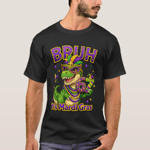 Mardi Gras 2026 T Rex Carnival Mask Masquerade Din T-Shirt