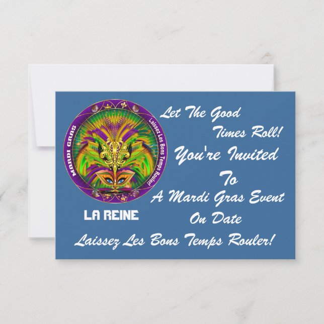 Mardi Gras 3.5" x 5" Landscape  Please View Notes Invitation (Front)