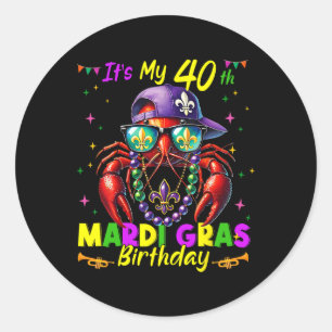 Mardi Gras 40th Birthday Fat Tuesday 40 Years Old  Classic Round Sticker