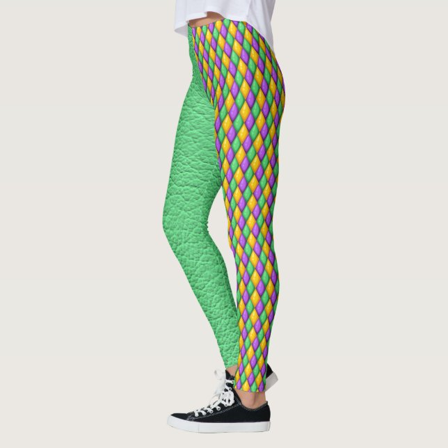 Mardi Gras 4 Diamonds Pop Fashion Leggings (Left)