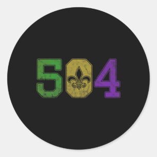 Mardi Gras 504 Nola New Orleans Louisiana La Classic Round Sticker