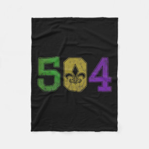 Mardi Gras 504 Nola New Orleans Louisiana La  Fleece Blanket