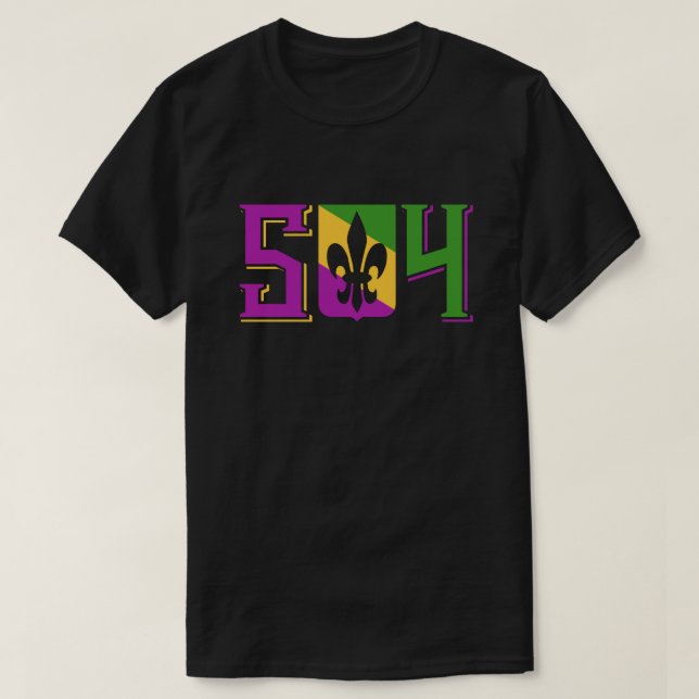 Mardi Gras 504 T-Shirt (Design Front)