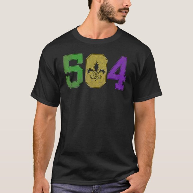 Mardi Gras 504 T Shirt Nola New Orleans Louisiana  (Front)