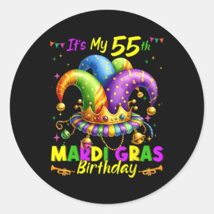 Mardi Gras 55th Birthday Fat Tuesday 55 Years Old  Classic Round Sticker