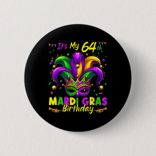 Mardi Gras 64th Birthday Fat Tuesday 64 Years Old  6 Cm Round Badge