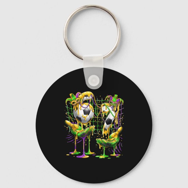 Mardi Gras 67 Soccer Drip Six Seven Meme Hands Bea Key Ring (Front)