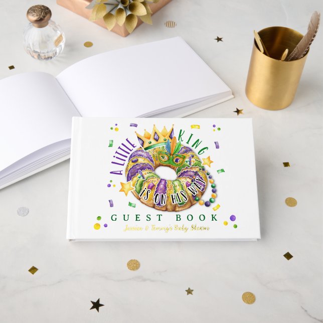 Mardi Gras A little King in on the way Guest Book (Front Open)