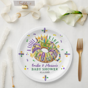 Mardi Gras A little King is on his way Paper Plate