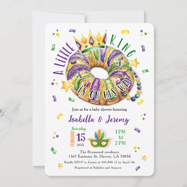 Mardi Gras A little King Round Corners Invitation (Front)