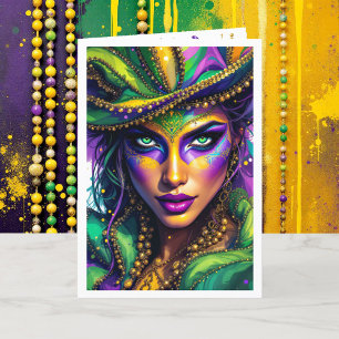 Mardi Gras Add Your Signature Greeting Holiday Card