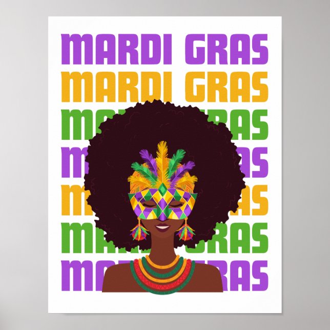 MARDI GRAS Afro Queen Poster (Front)