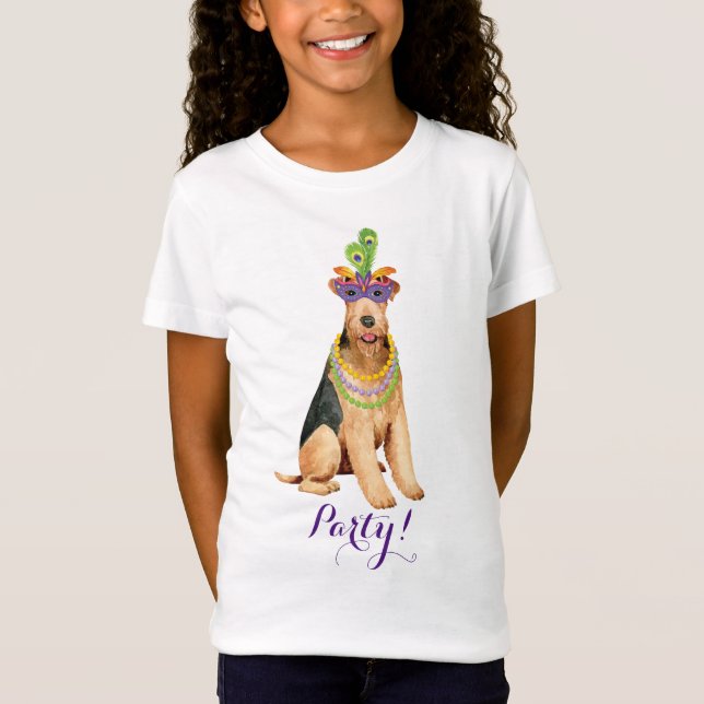 Mardi Gras Airedale T-Shirt (Front)