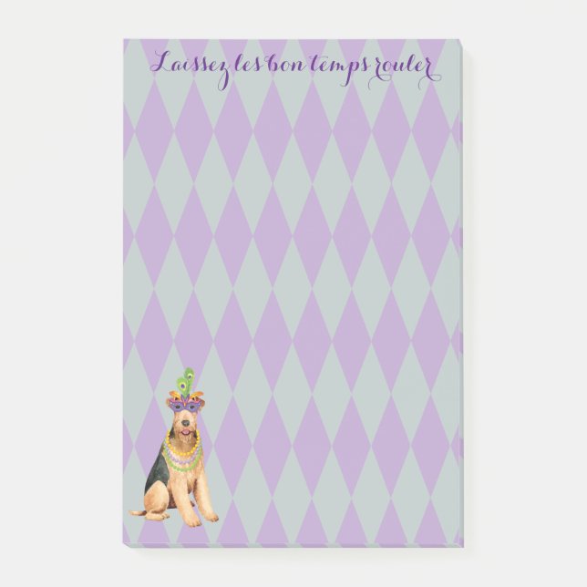 Mardi Gras Airedale Terrier Post-it Notes (Front)