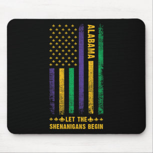 Mardi Gras Alabyma Fleur-de-lis American Flag Mouse Pad