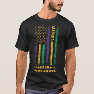 Mardi Gras Alabyma Fleur-de-lis American Flag T-Shirt