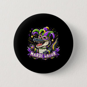 Mardi Gras Alligator Celebration Mardigator  6 Cm Round Badge