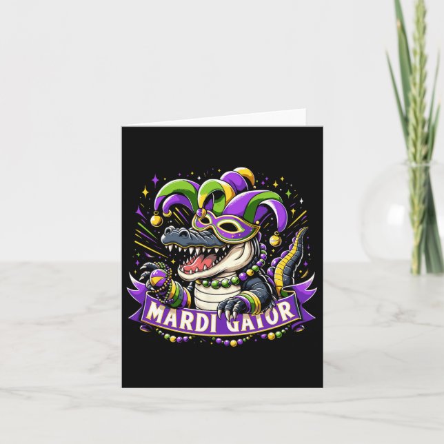Mardi Gras Alligator Celebration Mardigator  Card (Front)