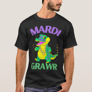 Mardi Gras Alligator Dinosaur Mardi Grawr Bead Cos T-Shirt