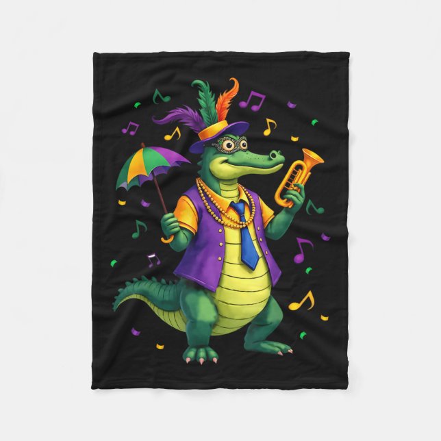 Mardi Gras Alligator Funny Mardi Gras Costume Men  Fleece Blanket (Front)