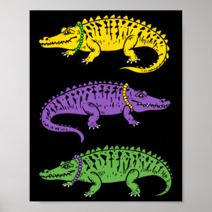Mardi Gras Alligator Funny Men Mardi Gras Kids  Poster