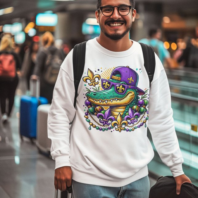 Mardi Gras Alligator Gator  Sweatshirt (Creator Uploaded)