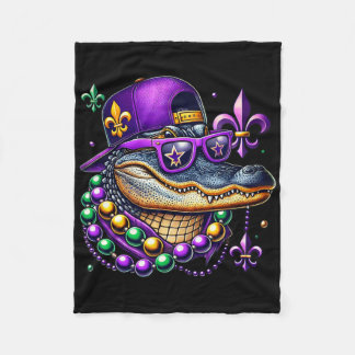 Mardi Gras Alligator Mardigator Crocodile Kids Boy Fleece Blanket