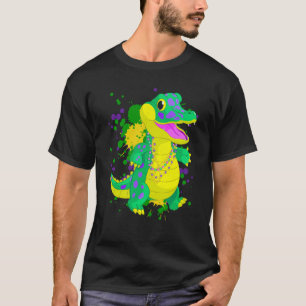 Mardi Gras Alligator Paint Splatter For Men Women  T-Shirt