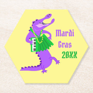 Mardi Gras Alligator Paper Coaster