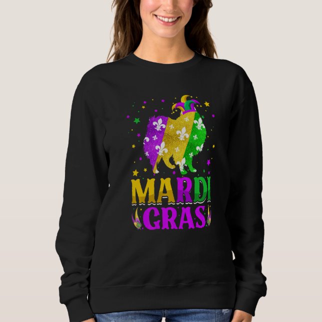 Mardi Gras American Eskimo Dog Lover Carnival Jest Sweatshirt (Front)
