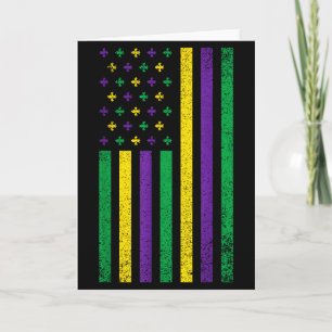 Mardi Gras American Flag Patriotic Carnival Fat Tu Card